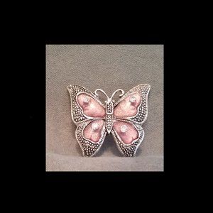 Pink Enamel Butterfly Brooch